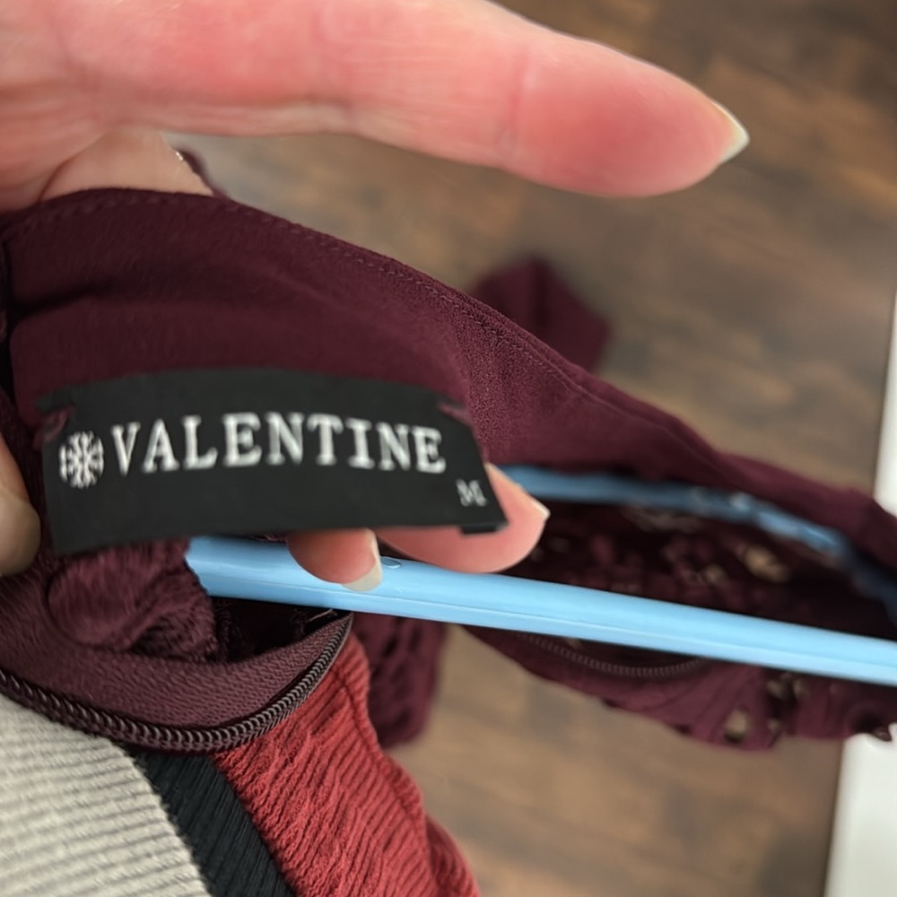 Valentine maroon/wine colored jumpsuit. Size Medium. - Picture 7 of 8